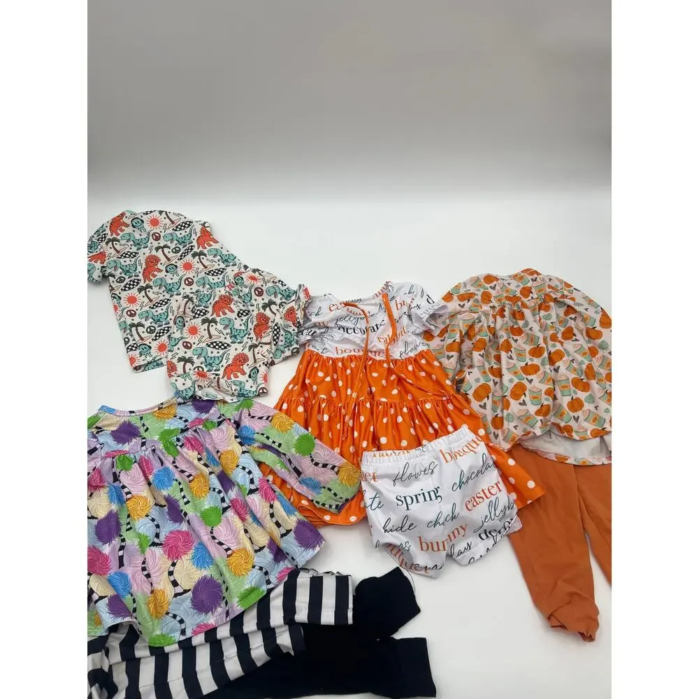 Delightful Dandelion Boutique 3T Lot 9 Pieces 4 Outfits Girls Pumpkin Dino Fall